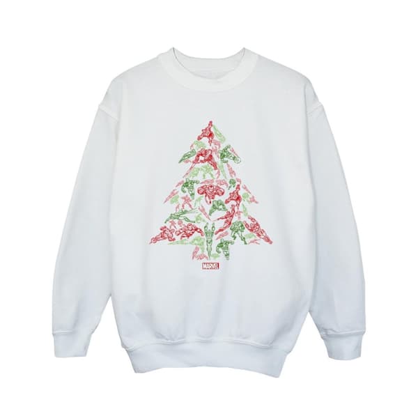 Marvel Girls Avengers Christmas Tree Sweatshirt White 3-4 Years
