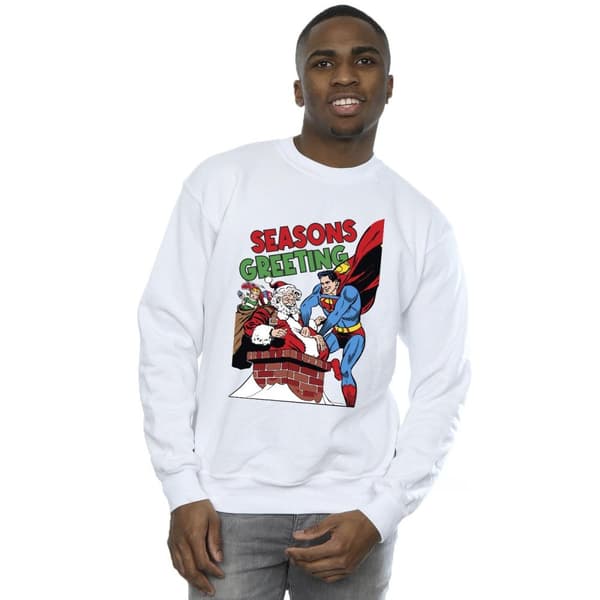 DC Comics Mens Superman Santa Comic Sweatshirt