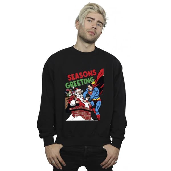 DC Comics Mens Superman Santa Comic Sweatshirt
