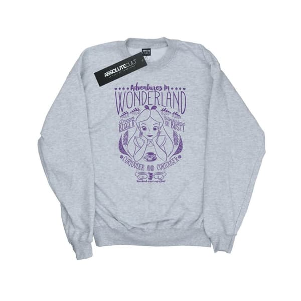 Disney Mens Alice In Wonderland Adventures Sweatshirt Sports Grey XXL