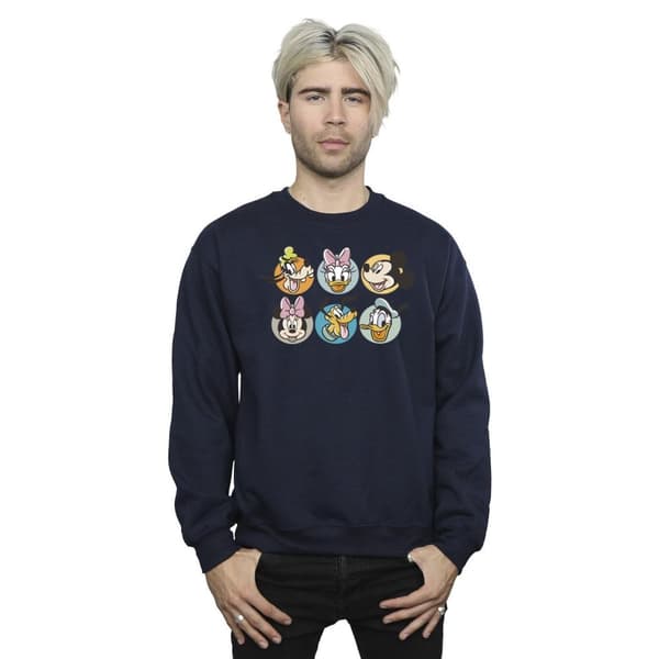 Disney Mens Mickey Mouse And Friends Faces Sweatshirt