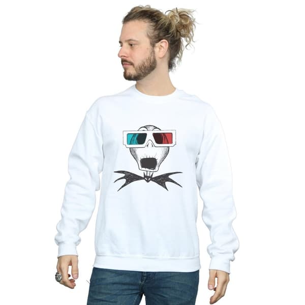 Disney Mens Nightmare Before Christmas Jack Skellington 3D Glasses Sweatshirt