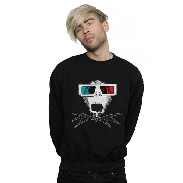 Disney Mens Nightmare Before Christmas Jack Skellington 3D Glasses Sweatshirt