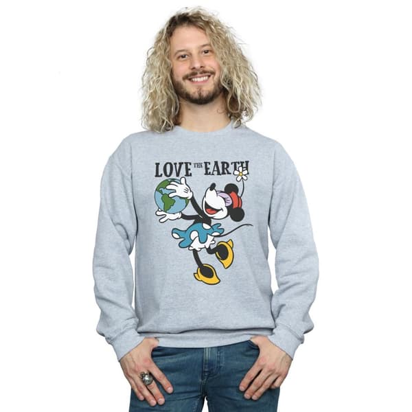 Disney Mens Mickey Mouse Love The Earth Sweatshirt