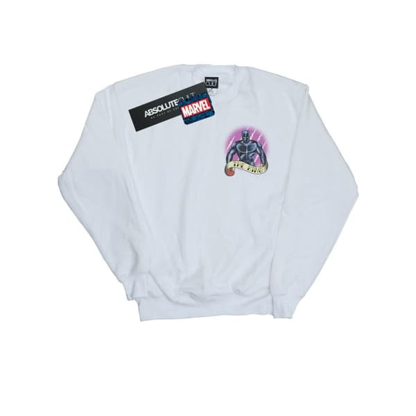 Marvel Mens Black Panther Tattoo Breast Print Sweatshirt White S