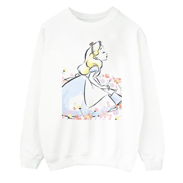 Disney Mens Alice In Wonderland Sketch Flowers Sweatshirt