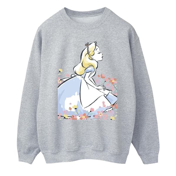 Disney Mens Alice In Wonderland Sketch Flowers Sweatshirt