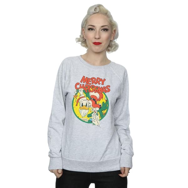 Disney Womens/Ladies Donald Duck Merry Christmas Sweatshirt