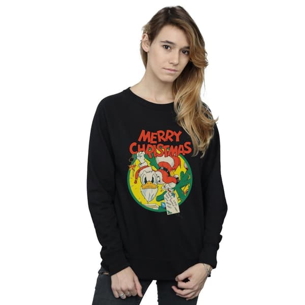 Disney Womens/Ladies Donald Duck Merry Christmas Sweatshirt