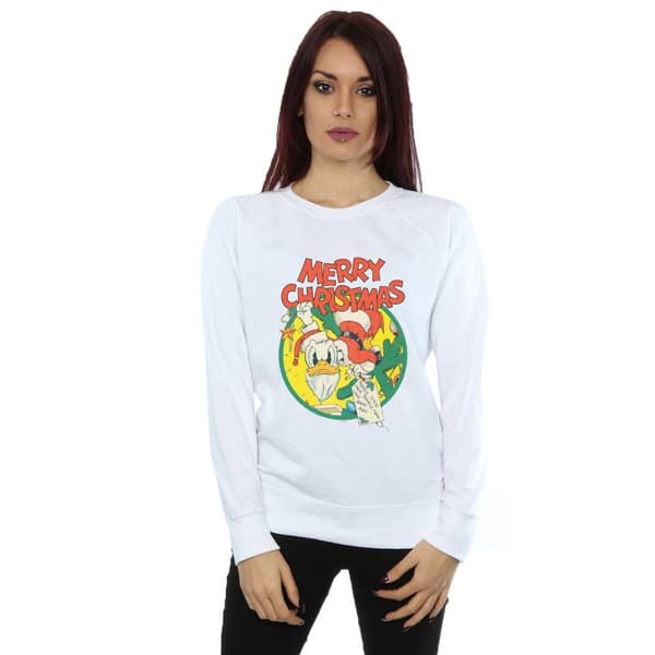 Disney Womens/Ladies Donald Duck Merry Christmas Sweatshirt