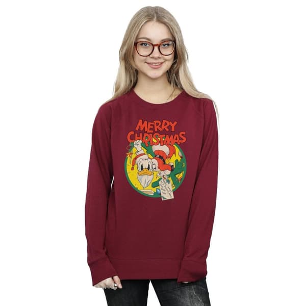 Disney Womens/Ladies Donald Duck Merry Christmas Sweatshirt
