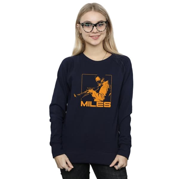 Miles Davis Orange Sweatshirt med fyrkantiga kanter - dam/dam