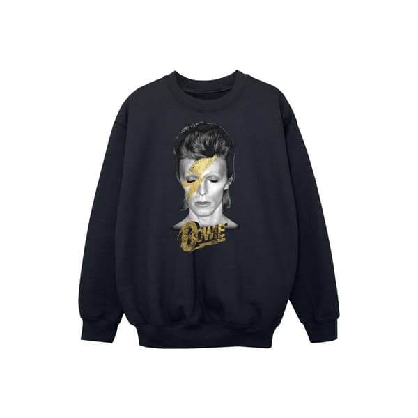 David Bowie Boys Aladdin Sane Gold Bolt Sweatshirt Black 9-11 Years