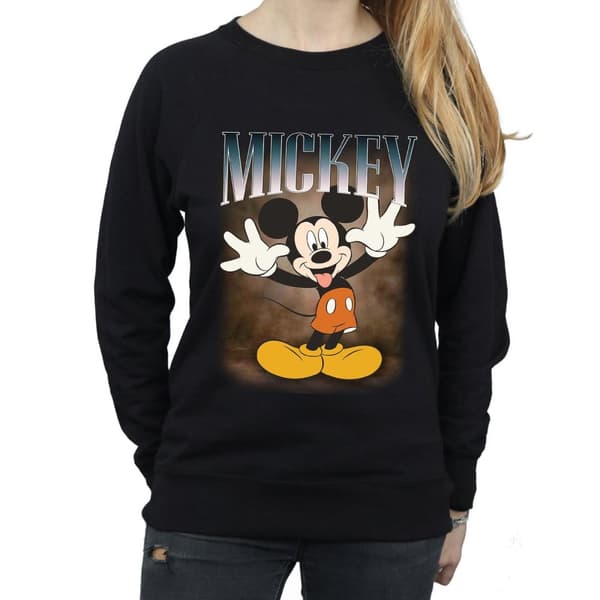 Disney Womens/Ladies Mickey Mouse Tongue Montage Sweatshirt