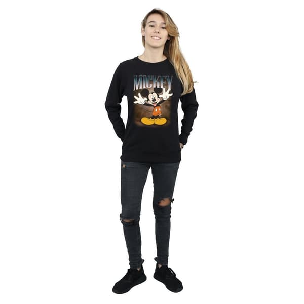Disney Womens/Ladies Mickey Mouse Tongue Montage Sweatshirt