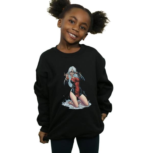 Marvel Sweatshirt med spindeldräkt och svart katt för flickor