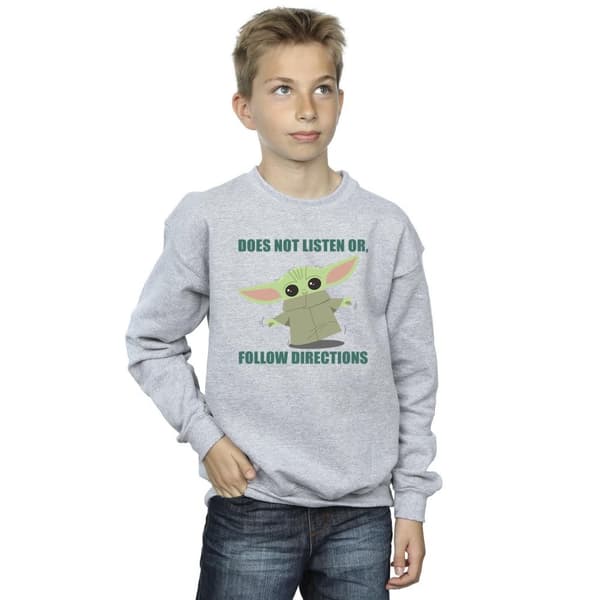 Star Wars Boys The Mandalorian Grogu Does Not Listen Sweatshirt