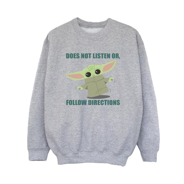 Star Wars Boys The Mandalorian Grogu Does Not Listen Sweatshirt