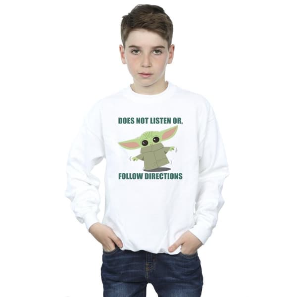 Star Wars Boys The Mandalorian Grogu Does Not Listen Sweatshirt