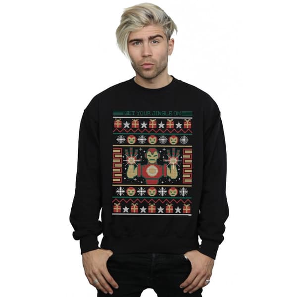 Marvel Mens Iron Man Get Your Jingle On Fair Isle Sweatshirt