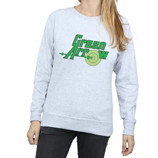 DC Comics Sweatshirt med grön piltext och logotyp - dam/dam