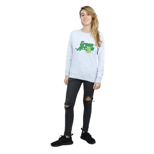 DC Comics Sweatshirt med grön piltext och logotyp - dam/dam