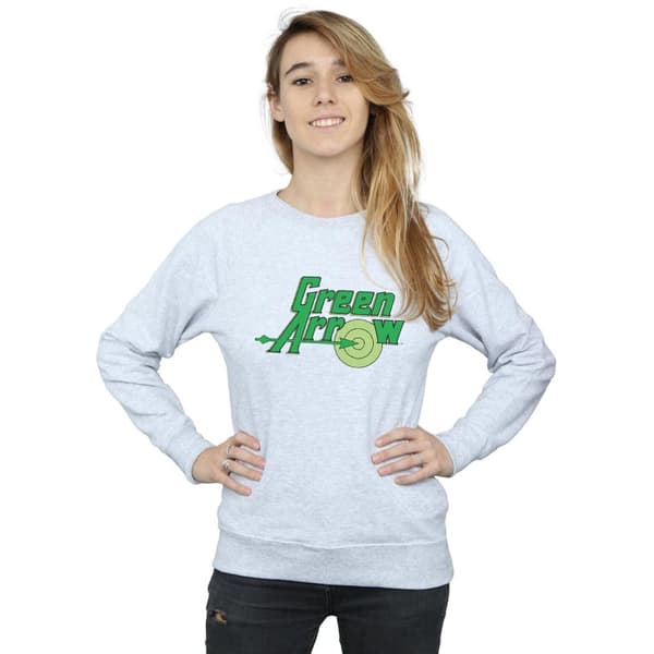 DC Comics Sweatshirt med grön piltext och logotyp - dam/dam