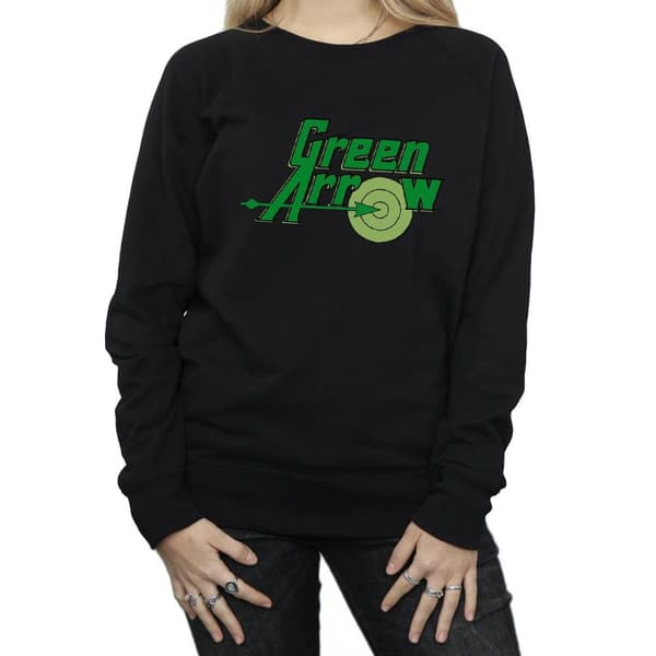 DC Comics Sweatshirt med grön piltext och logotyp - dam/dam