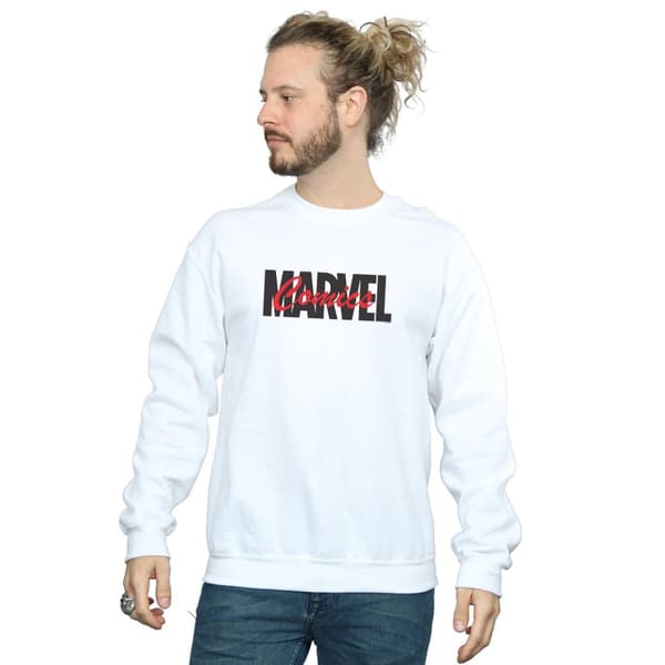 Marvel Mens Red Font Logo Sweatshirt