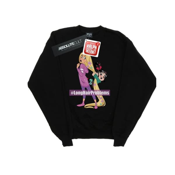 Disney Mens Wreck It Ralph Rapunzel And Vanellope Sweatshirt Black 3XL