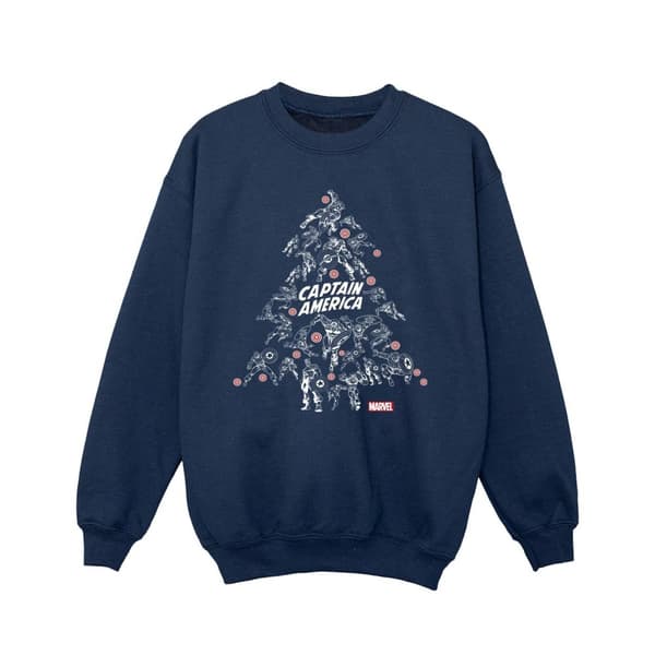 Marvel Girls Captain America Christmas Tree Sweatshirt