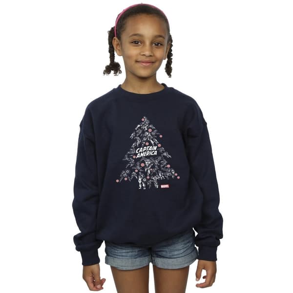 Marvel Girls Captain America Christmas Tree Sweatshirt