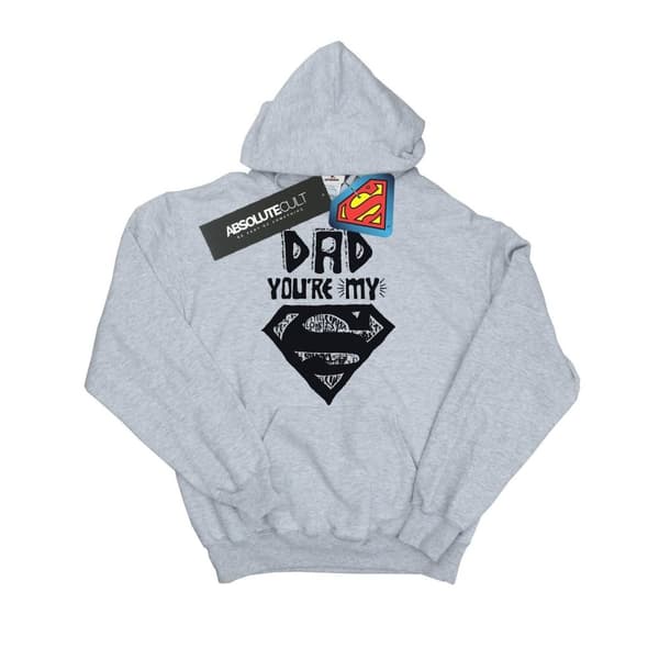 DC Comics Mens Superman Super Dad Hoodie Sports Grey XXL