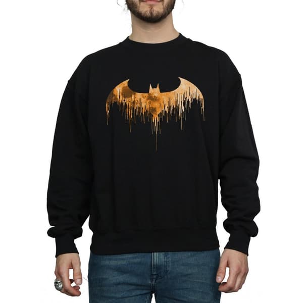 DC Comics Mens Batman Arkham Knight Halloween Moon Logo Fill Sweatshirt