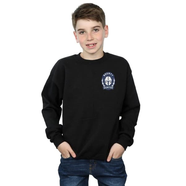 Star Wars Boys The Mandalorian Bounty Hunter Badge Breast Print Sweatshirt
