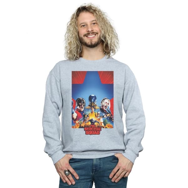 DC Comics Mens The Suicide Squad Blue Star Poster Sweatshirt