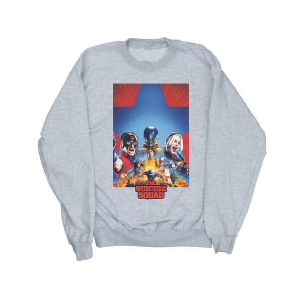 DC Comics Mens The Suicide Squad Blue Star Poster Sweatshirt Sports Grey 5XL