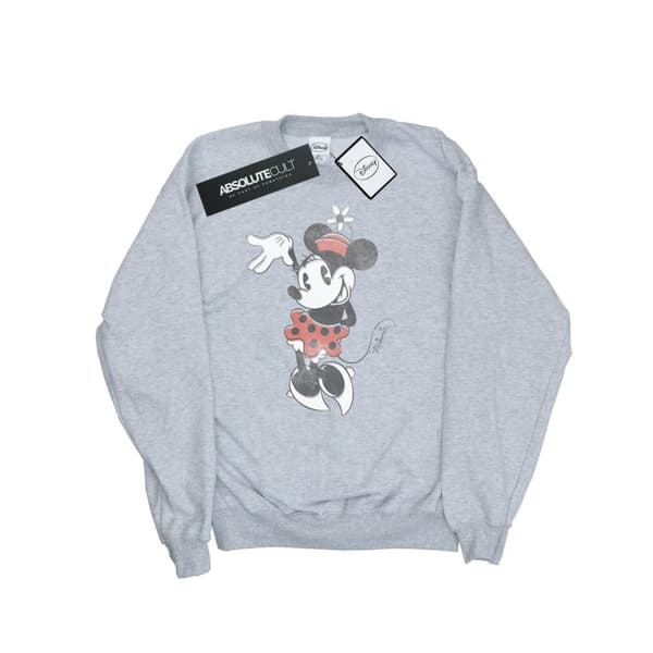 Disney Womens/Ladies Minnie Mouse Waving Sweatshirt Heather Grey XL