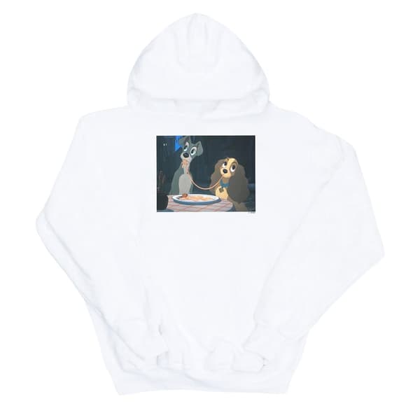 Disney Mens Lady And The Tramp Spaghetti Slurp Hoodie White XL