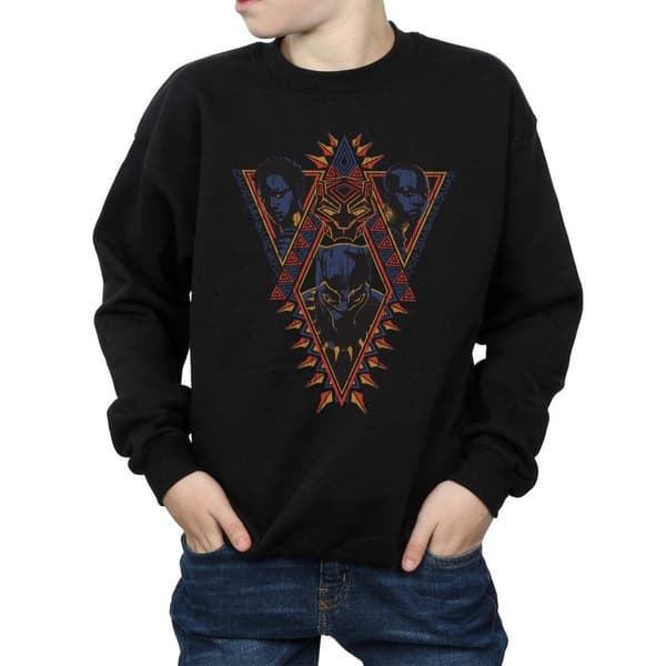 Marvel Boys Black Panther Tribal Heads Sweatshirt