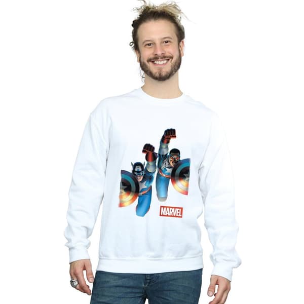 Marvel Mens Falcon And Captain America Side By Side Sweatshirt