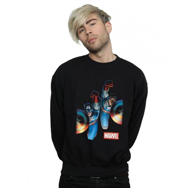 Marvel Mens Falcon And Captain America Side By Side Sweatshirt