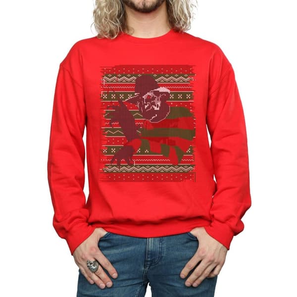 A Nightmare On Elm Street Mens Christmas Fair Isle Sweatshirt
