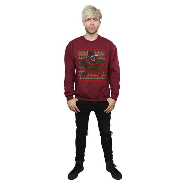 A Nightmare On Elm Street Mens Christmas Fair Isle Sweatshirt