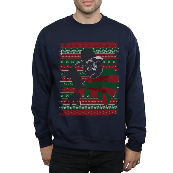 A Nightmare On Elm Street Mens Christmas Fair Isle Sweatshirt