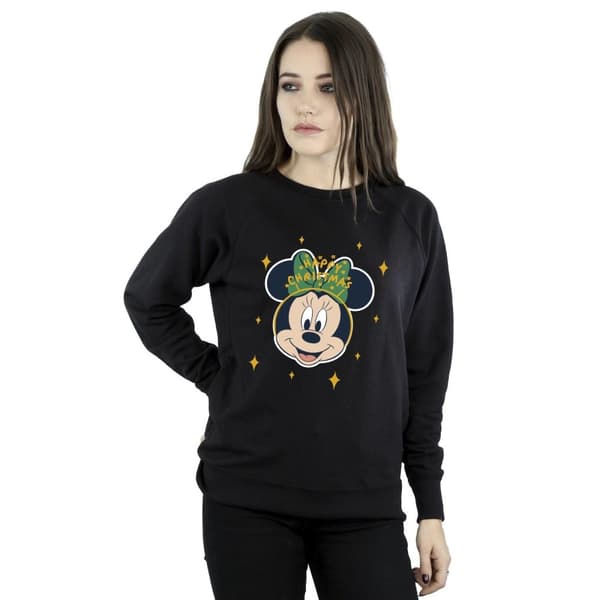 Disney Womens/Ladies Minnie Mouse Happy Christmas Sweatshirt