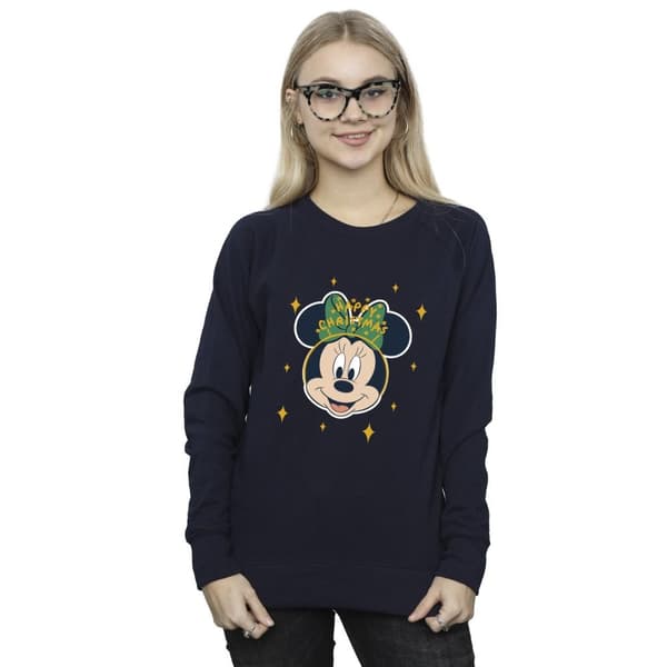 Disney Womens/Ladies Minnie Mouse Happy Christmas Sweatshirt
