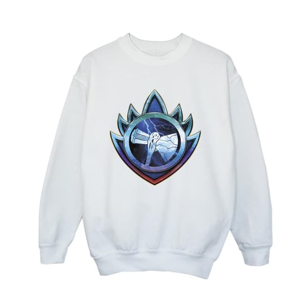 Marvel Boys Thor Love And Thunder Stormbreaker Crest Sweatshirt White 3-4 Years