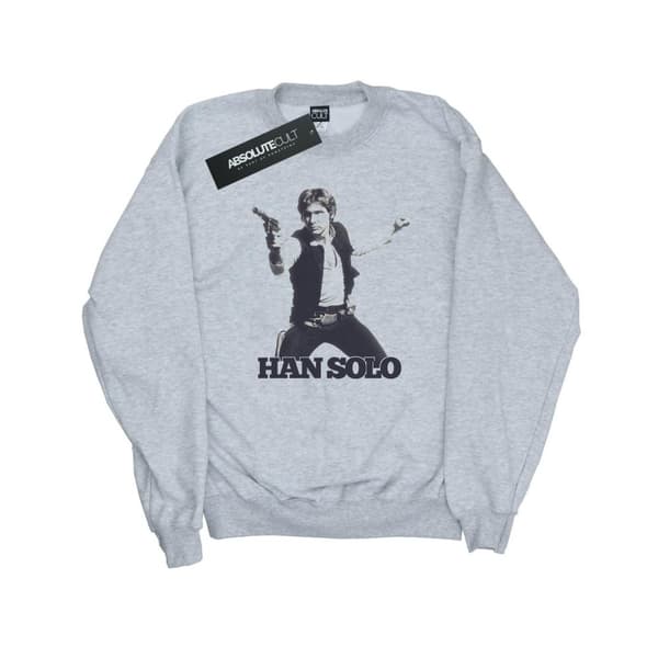 Star Wars Mens Han Solo Retro Photo Sweatshirt Sports Grey L
