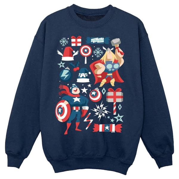 Marvel Pojkar - Thor och Captain America - Sweatshirt på juldagen